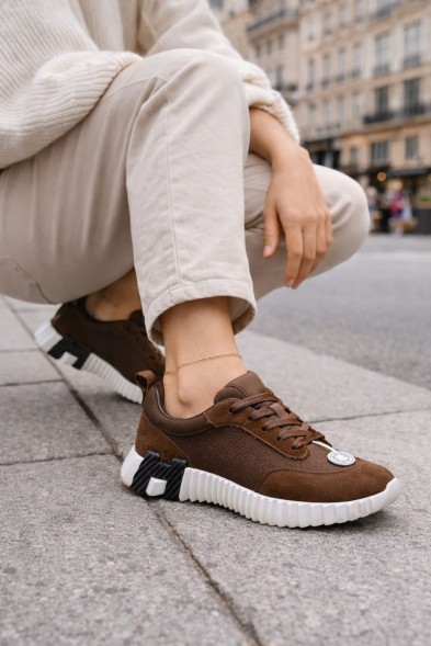 Женские кроссовки Hermes Low Top Casual Brown