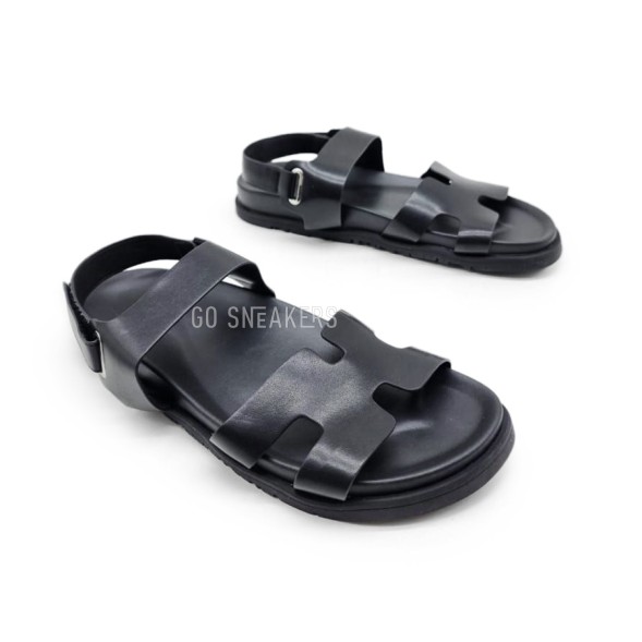 Унисекс сандалии Hermes Sandals Leather Black