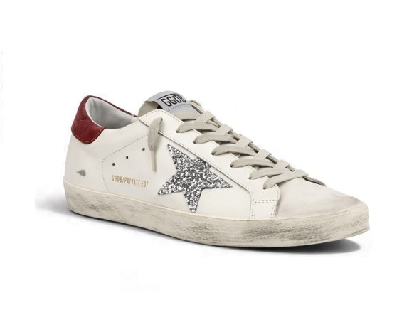 Женские кеды Golden Goose Super-Star Beige Silver Glitter Star