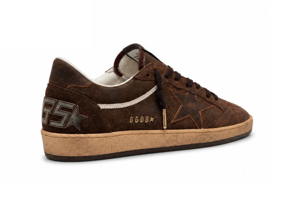 Мужские кеды Golden Goose Ball Star Mens In Brown Suede With Brown Leather Star