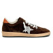 Женские кеды Golden Goose Ball-Star Brown Suede With Silver Glitter Star