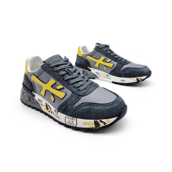 Унисекс кроссовки Premiata Textile/Suede Grey/Yellow Logo