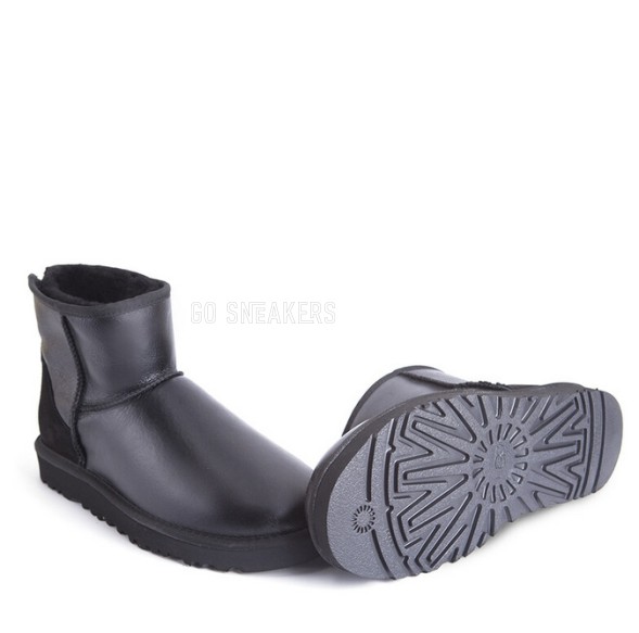 Женские мини угги на молнии Mini Zip Metallic Black